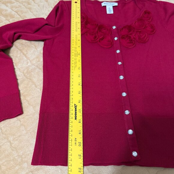 White House Black Market Women's Deep Red Snap Button Size XL - Picture 3 of 9